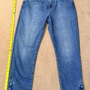 RIANI Jeans Womens Size 26 Medium Wash Cropped Button Ankle Detail Straight Deni